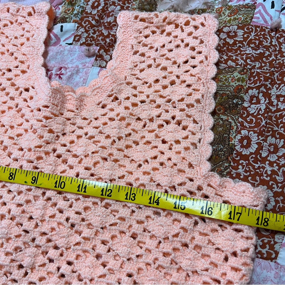 Vintage Crotchet Peach Sleeveless Top M - Picture 3 of 4
